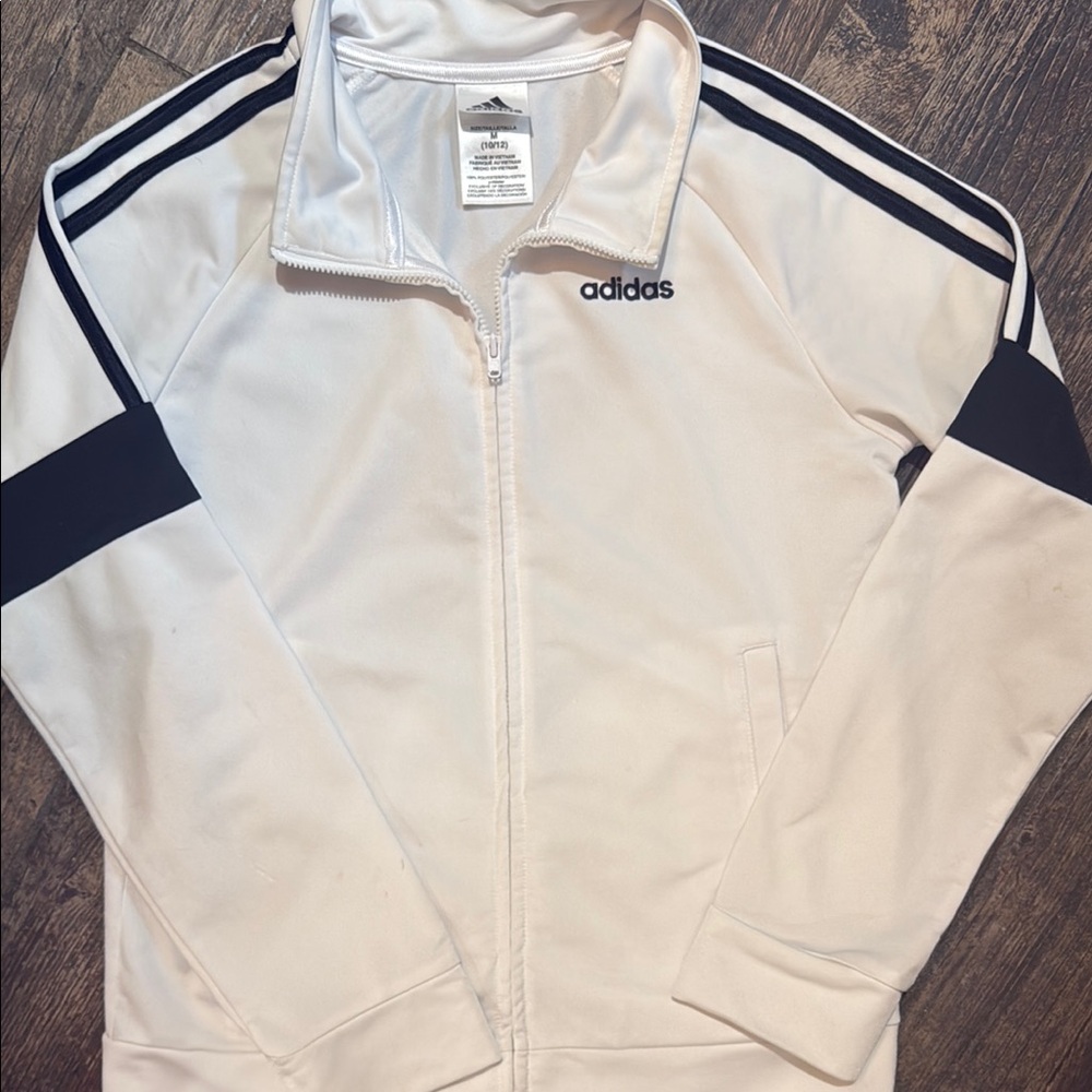 adidas Kids White Jacket with Black Accents